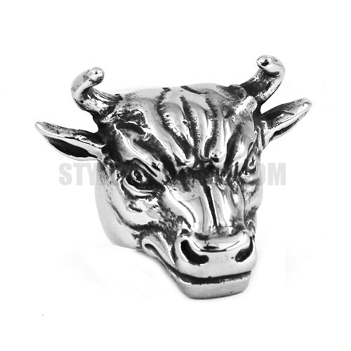 Vintage Stainless Steel Ring Ox Skeleton Head Ring For Men Hot Sale SWR0587 - Click Image to Close